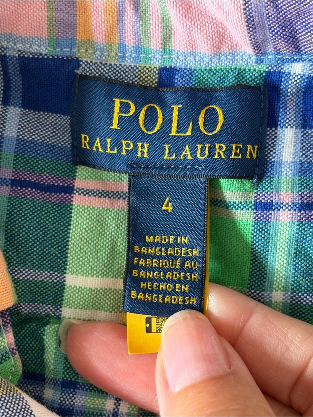 Polo Ralph Lauren Boys 4 Plaid Cotton Button Down Short Sleeve Shirt Preppy